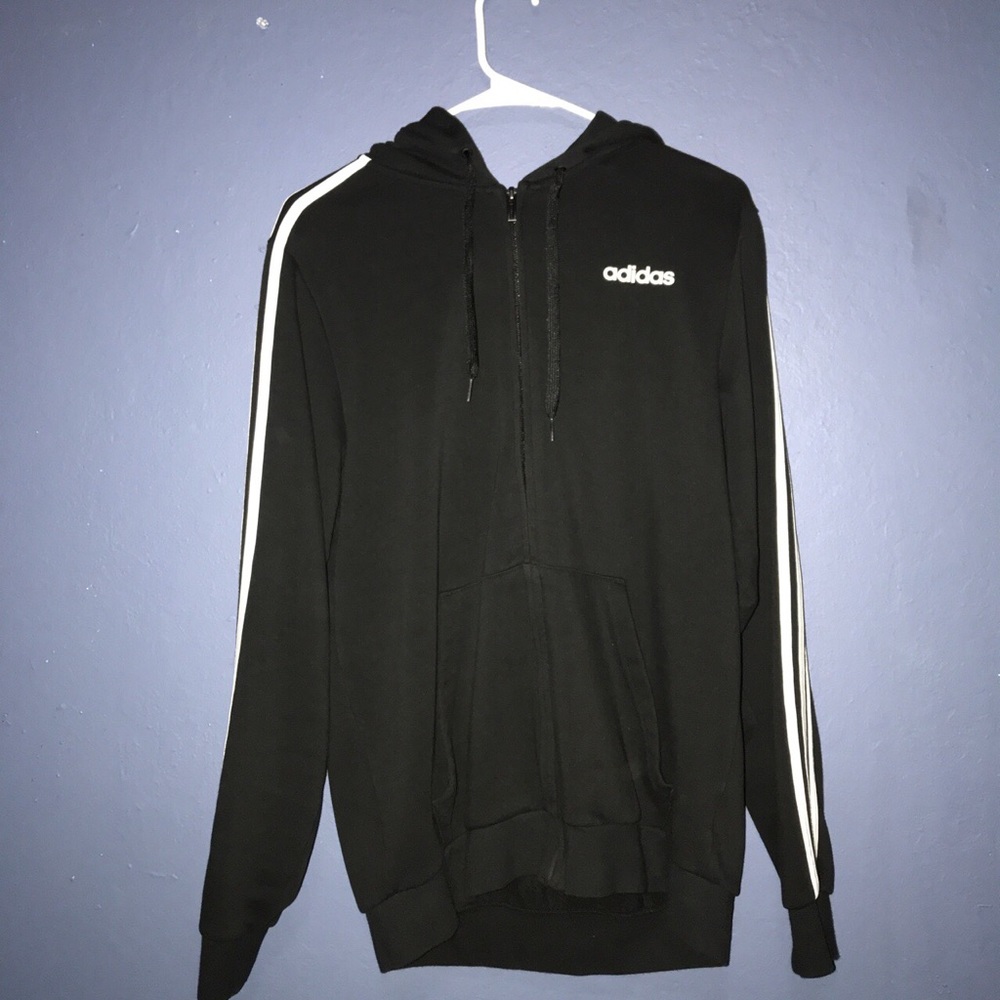 Adidas 3-Stripe Cotton Full ZIP Fleece Black